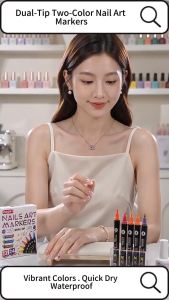 12PCS Dual-Tip Two-Color Nail Art Markers Quick-Drying Water-Based Pens Acrylic Paint Marker