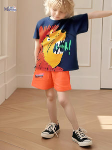 Little Maven Summer Childrens Short Sleeve Cotton Cartoon Clothing Set for Boys Pure Cotton Comfortable Breathable Kids Outfits