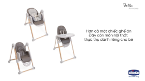Ghế ăn Chicco Polly Armonia đa năng 3 trong 1 - Màu Ghi/Màu Nâu/Ghi đá