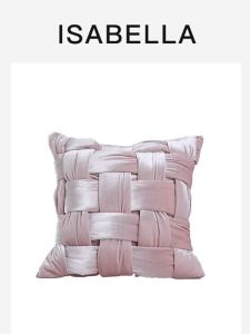 Pink Silk Blend French Style Romantic Soft Square Pillowcase for Nap Time Sofa Living Room Pure Color Cushion Cover