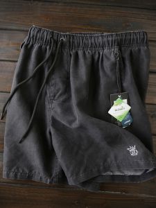 กางเกงขาสั้นผู้ชายทรงหลวมสบาย ๆ ฤดูร้อน สไตล์ย้อนยุค ผ้าฝ้ายผสม กางเกงขายาวทรงหลวมสบาย ๆ สีพื้น