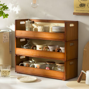 Retro Wooden Cup Organizer Multi-layer