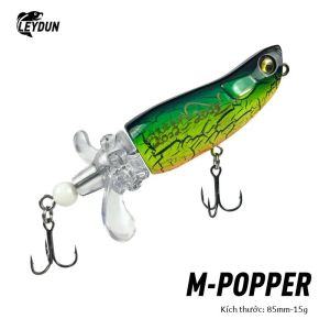 Popper Mồi câu cá mồi nước cứng hàng đầu Whopper plopper mềm xoay đuôi 85mm 15g Popper wobblers cho bass Pike