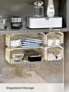 Bathroom Cosmetic Storage Box Drawer Style Inverted Hanging under Mirror Cabinet Small Size Toilet Organizer Rectangular Shape