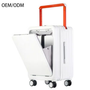 Womens 20 Inch Carry-On Luggage Travel Bag with Password Lock Large Capacity Pull Rod Suitcase Polyester Material Solid Color