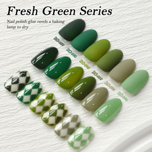 XEIJAYI Roman Bottle Green Monochrome 6pcs--Soaking UV LED Nail Gel Suitable for DIY Nail Design For Women And Girls