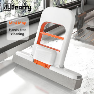 Jearry  No hand Washing Mini Mop Removable Absorbent Sponge Portable Hand Held 360° Cleaning Hands-Free Self-Wringing Kitchen Bathroom Office