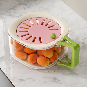 Kitchen Food Strainer With Lid Clear Plastic Fruit Vegetable Washing Draining Storage Box Fridge Organizer Basket Container