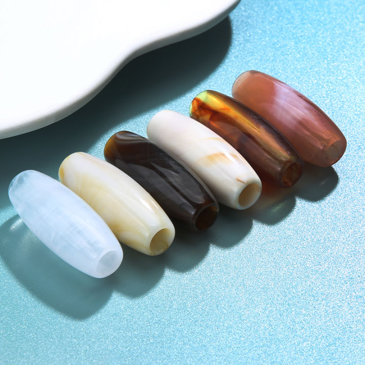 Large Hole Acrylic Bead Buttons DIY Stringing Materials Oval Shape ...
