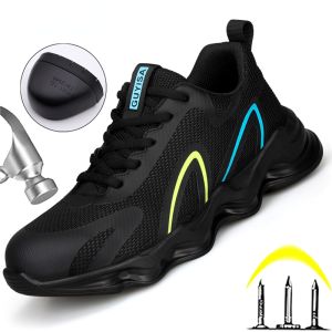 QINHUIZE New work sneakers men safety shoes fashion protective safety shoes work boots indestructible anti puncture work shoes