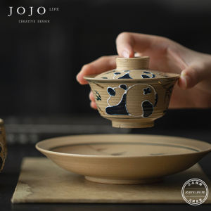Hand-Painted Panda Cover Bowl Tea Cup High-End Cute Tea Brewing Bowl Breakage Ceramic Tea Set from Purple Spring Gap