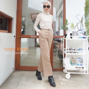 Kulot Linen Rami Highwaist Pinggang Karet Wide Leg Cullote