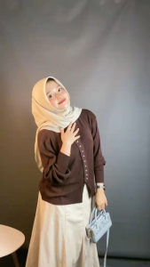 Yuri Cardigan Rajut Wanita - Atasan wanita pakaian rajut model polos simple - Yuma kardigan Basic