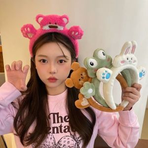 Cute 3D Plush Doll Hairband for Face Washing And Masking Womens Cartoon Rabbit Frog Design  out Fashion Hair Accessory