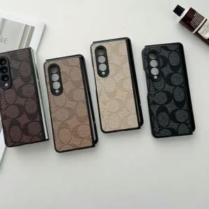 Ốp điện thoại da họa tiết C Màn hình gấp gọn sang trọng cho Samsung Galaxy Z Fold 5 6 4 3 ốp lưng bảo vệ chống rơi toàn diện