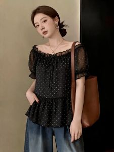 AIYITI | Polka Dot Puff Sleeve Top for Plus Size Women