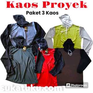 Paket 3 Pcs Kaos Kuplok Polos Combinasi Lengan Panjang Kaos Petani Berkebun Kaos Proyek Kaos Murah