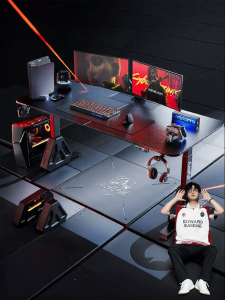 Adjustable Real Wood Double Workstation Gaming Desk 2m