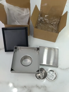 JUNMO Hidden Design for Modern Bathrooms Stainless Steel Square Invisible Floor Drain