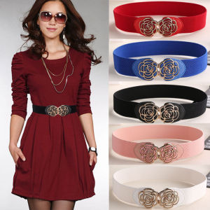 Panda SJK Waist Belts Women Fashion Ladies Stretch Elastic Belt for Dress Coat Adornment Waistband Canvas Korean Style Black Red Metal Buckle Adjustable Accessories Clothes Pin tali pinggang perempuan