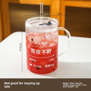 SHELI | Large Capacity Aesthetic Couple Glass Tumbler with Straw and Lid