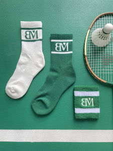 High Quality Badminton Socks Sports Towel Bottom Mid-Calf Stripe Pattern Large Logo Men Women Universal BM Time Creation Magic Wing