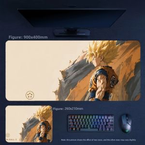 Bandai | Office Creative Comic Large Size 90x45cm Non-slip Table Mat Hot Blood Animation Dragon Ball Goku Series Leather Office Mouse Pad