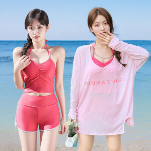 Womens Two-Piece Swimsuit 2025 New Long Sleeve Beachwear Sunscreen Casual Sporty Conservative Cover-Up Slimming Effect