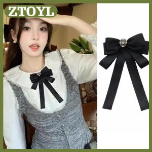 ZTOYL เสื้อมีโบว์หูกระต่ายสำหรับผู้หญิงเครื่องแบบนักเรียนนักศึกษาวิทยาลัยสีดำเข็มกลัดติดปกเสื้อ