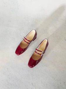Reddragonfly | Red French Style Chunky Heel Mary Jane Shoes Wedding Pumps