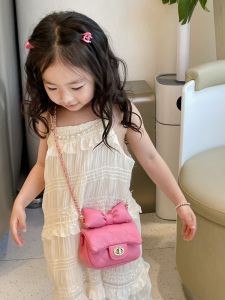 Fashionable Childrens Crossbody Bag Princess Style Butterfly Knot Coin Purse Diamond Pattern Small Fragrance Style Girls Bag