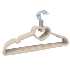 Thickened Flocking Clothes Hanger Heart Shaped No Trace Home Wardrobe Storage Organizer Plastic Coat Hanger Rack for Girls