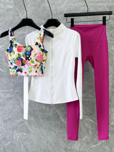 ชุดโยคะผู้หญิงระดับไฮเอนด์ ชุดออกกำลังกายแบบแห้งเร็ว ชุดสามชิ้น ทรงสลิมฟิต ทรงเข้ารูป คอลเลกชั่นฤดูใบไม้ร่วง/ฤดูหนาว