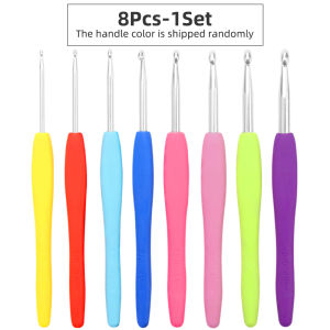 8pc 2.5mm-6.0mm DIY Crochet Hook Kit Colorful Handle Knitting Needles Set Ideal for Sweater Blanket & Creative Art Craft