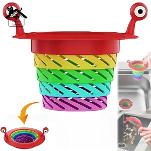 2Pcs Universal Foldable Monster Rainbow Floor Drains Kitchen Bathroom Filter Mesh Sink Strainer Anti-Clog Funnel Strainers