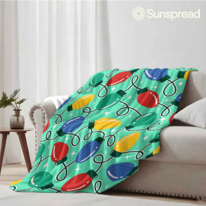 Beast Kingdom | Color Christmas Bulb Soft Warm Flannel Blanket Lightweight Cozy Christmas Halloween Home Decor Room
