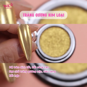 Bột chà tráng gương kim loại vàng bạc - Bột tráng gương nail màu bạc vàng trang trí móng (lẻ hũ)