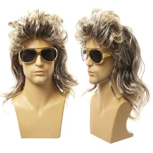 Wig Mens Wig Cyberpunk Rock Long Curly Hair Halloween Masquerade Party Wig Bob  Long Synthetic Wigs