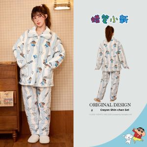 GONGDIE | Warm Flannel Cartoony Pajamas Set