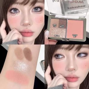 2024 New Quad Color Eyeshadow Blush Compact Disk Fine Sparkle Matte Natural Light Atmosphere Sense Women Beginner Disk