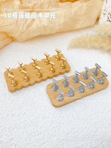 Metal Manicure Nail Art Display Stand 10 Grids Strong Magnet Practice Base Nail Plate Holder Stand Beauty Salon Tools