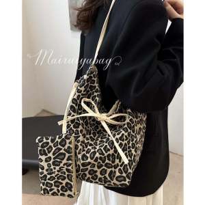 Large Capacity Leopard Print Womens Bag 2024 New Autumn Retro Versatile Crossbody Bag Fashion Single Shoulder Commuting Bucket Bag