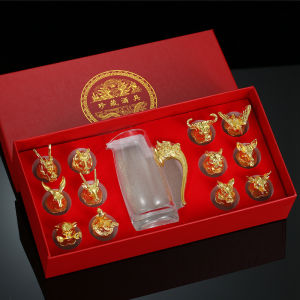 DANBIYIN | Chinese Zodiac Shot Glass Set Crystal Glass Liquor Decanter