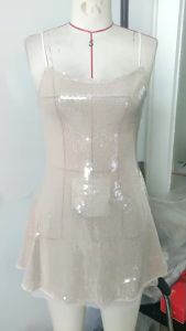 Women Sequin Slip Mini Dress Spaghetti Straps Simple Elegant A Line Party Dress