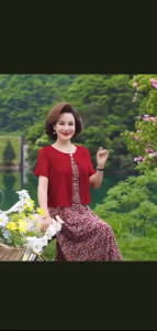 Fashionable Dresses For Middle-Aged And Elderly People Loose Short-Sleeved Sloral Dresses L2555