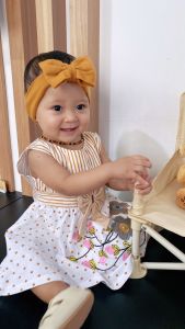 Dress Bayi Perempuan Salur Bunga Sakura untuk Anak 6-18 Bulan Free Celana Dalam Bayi Murah Terjangkau / Dress Baby Gaun Bayi Bahan Katun / Bisa COD Bayar di Tempat