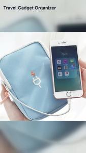 Portable Travel Gadget Organizer Bag - Digital Cable Storage Pouch for Electronics Accessories USB Power Bank Carrying Case