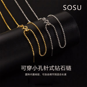 Dây Chuyền Bạc 925 Kiểu Kim Cắm Chuỗi Kim Cương Không Có Mặt Dây Chuyền Bằng Ngọc Trai Màu Vàng 18K Dây Chuyền Xương Đòn