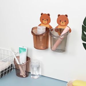 Ly Cốc Dán Tường Hình Gấu Nâu Đựng Bàn Chải Kem Đánh Răng dao cạo râu và các Đồ Dùng Nhà Tắm-NIEVE