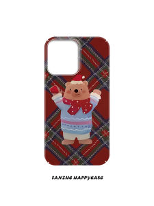 Festive New Year Bear Phone Case for 15 14pro Creative 13 Simple Unique 12 Matte Huawei Mate60 Xiaomi 14 Cute Honor